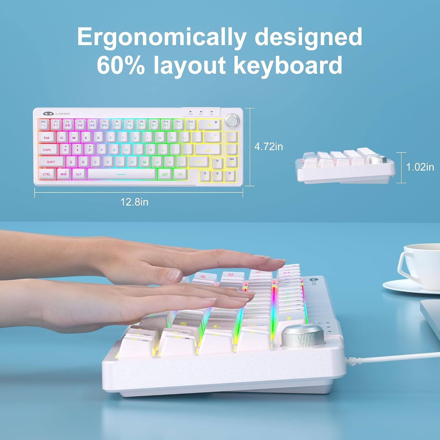 Ergonomically designed 60% layout keyboard

MASEBEE

F1 1
F2 2
F3 3
F4 4
F5 5
F6 6
F7 7
F8 8
F9 9
F10 0

Q 1
W 2
E 3
R 4
T 5
Y 6
U 7
I 8
O 9
P 0

A 11
S 12
D 13
F 14
G 15
H 16
J 17
K 18
L 19

Z 21
X 22
C 23
V 24
B 25
N 26
M 27

TAB 10
CAPS 19
SHIFT 20
CTRL 21
WIN 22
ALT 23

4.72in
1.02in
12.8in