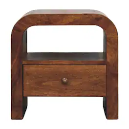 Artisan Furniture - Solid Wood Darcy Chestnut Nightstand with Drawer and open shelf - Brown