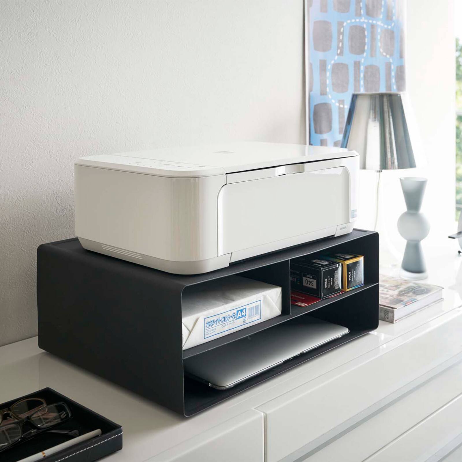 Alt View 1. Yamazaki Home - Rolling Printer Stand - Steel.