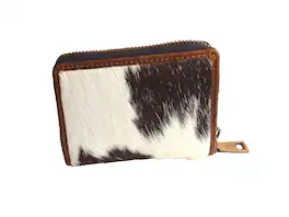 ESS - Handmade Real Cowhide - Zip Around Accordion - Small Wallet for Women - Black/White Combination