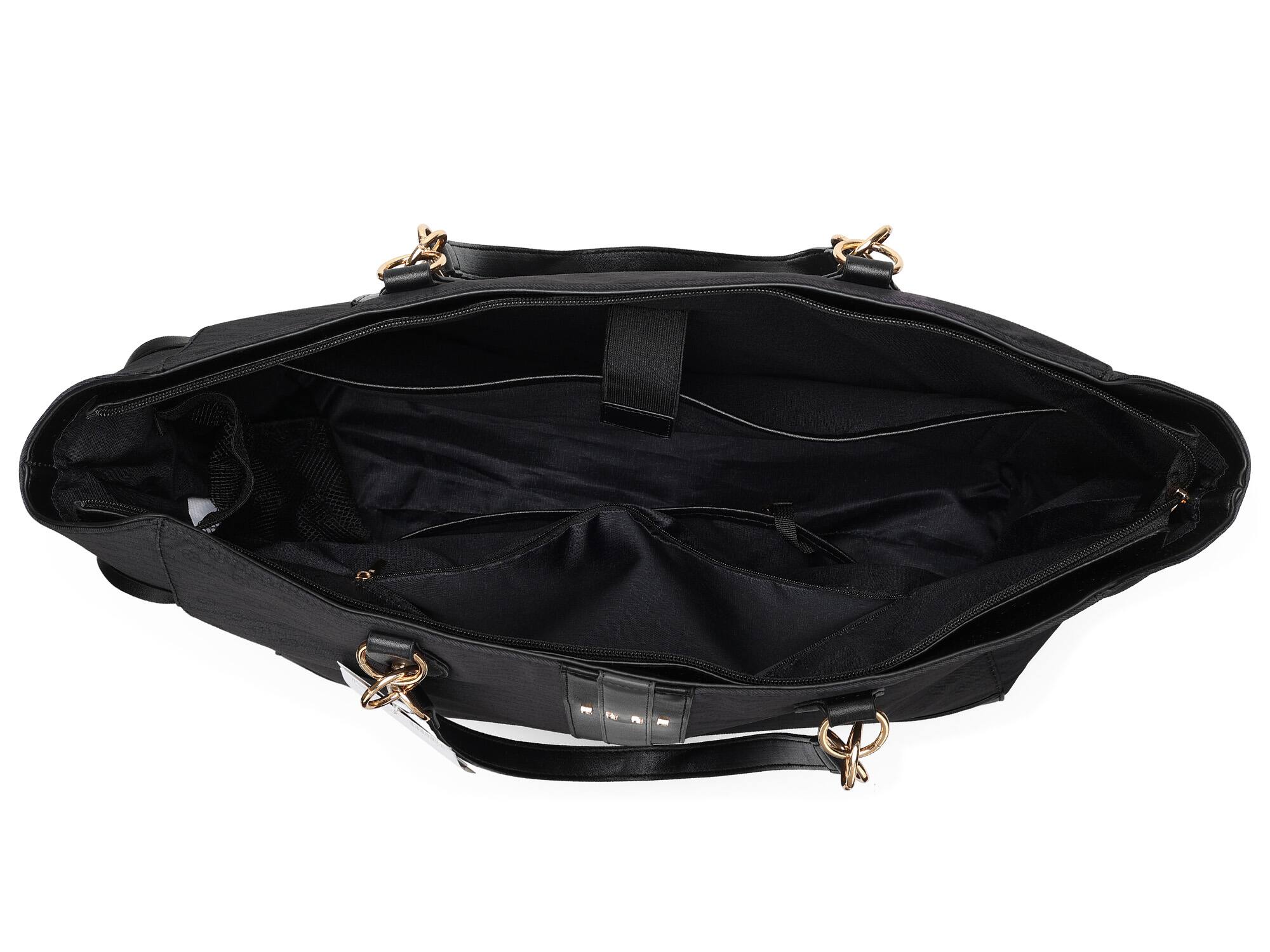Back. Elle - ELLE Eleganza 32L Monogram Weekender Duffel Bag | Black - Black.