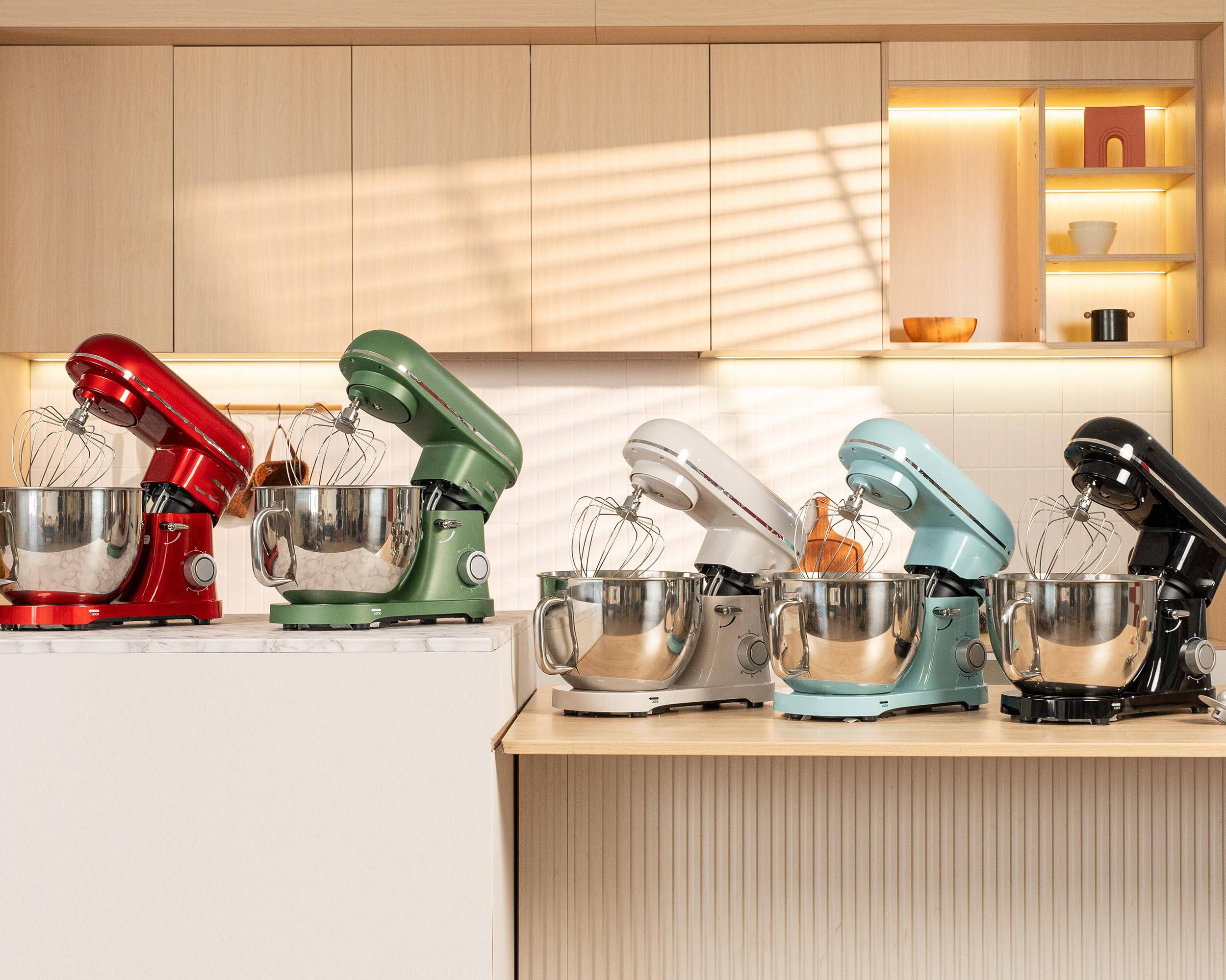 Alt View 4. GlowWise - 900W 8.5QT Stand Mixer, 6-Speed Large Capacity with Egg Whisk, Dough Hook & Flat Beater (Green) - Green.