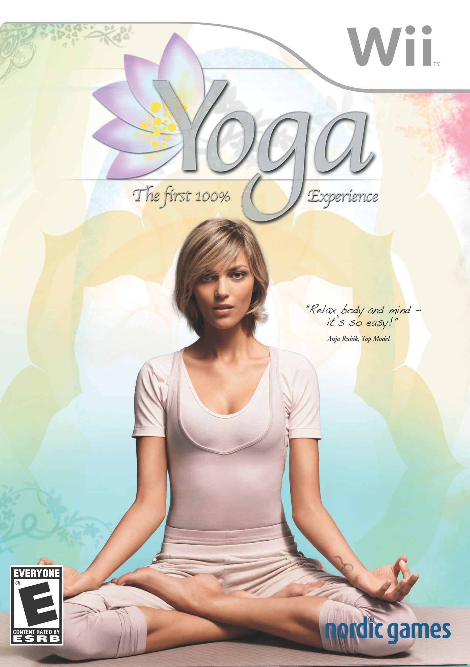 Wii™ Yoga  
The first 100% Yoga Experience  

"Relax, body and mind - it's so easy!"  
Anja Rubik, Top Model  

EVERYONE  
E  
CONTENT RATED BY ESRB  

nordic games