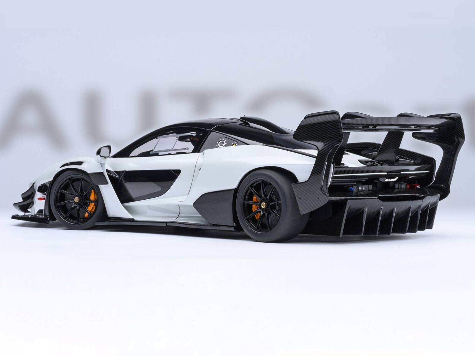 Alt View 6. Autoart - McLaren Senna GTR Silica White with Black Top 1/18 Model Car by Autoart.