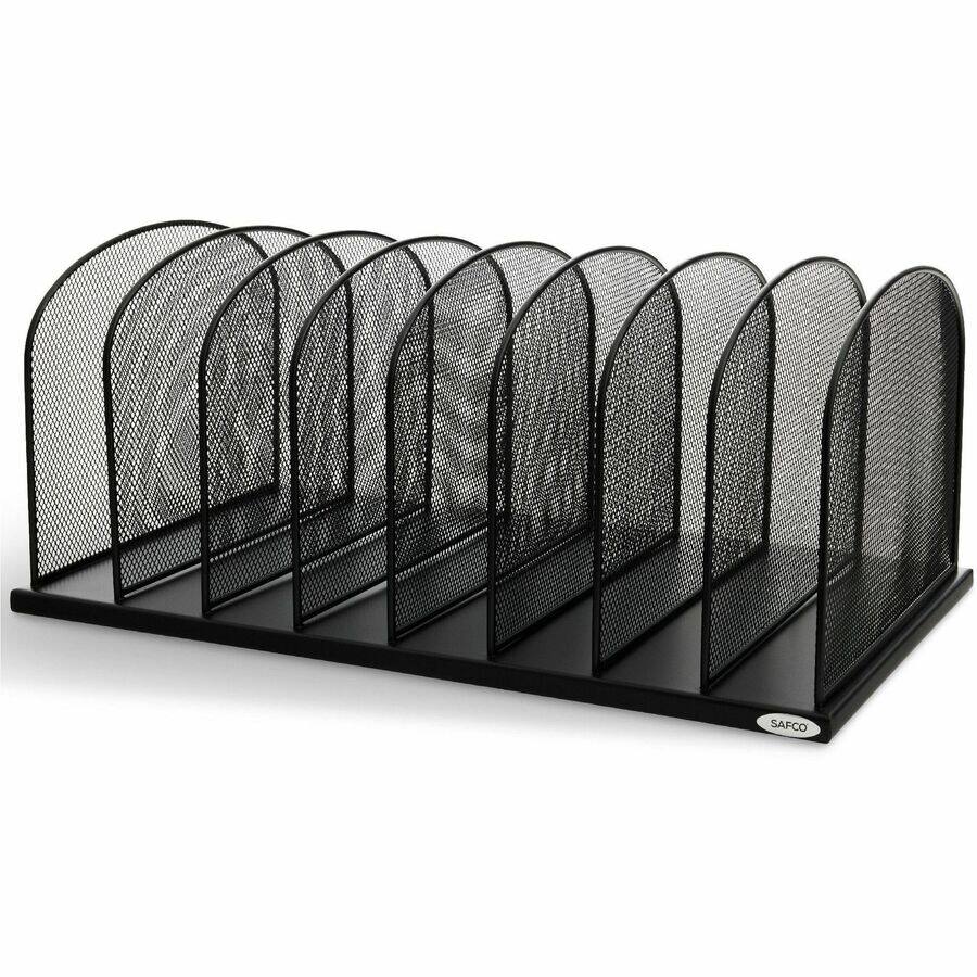 Left. Safco - Safco Mesh Desk Organizers 8 Compartment Compartment Size : 2" 8.25" x 19.25" x 11.50" Desktop  Black Steel - Black.