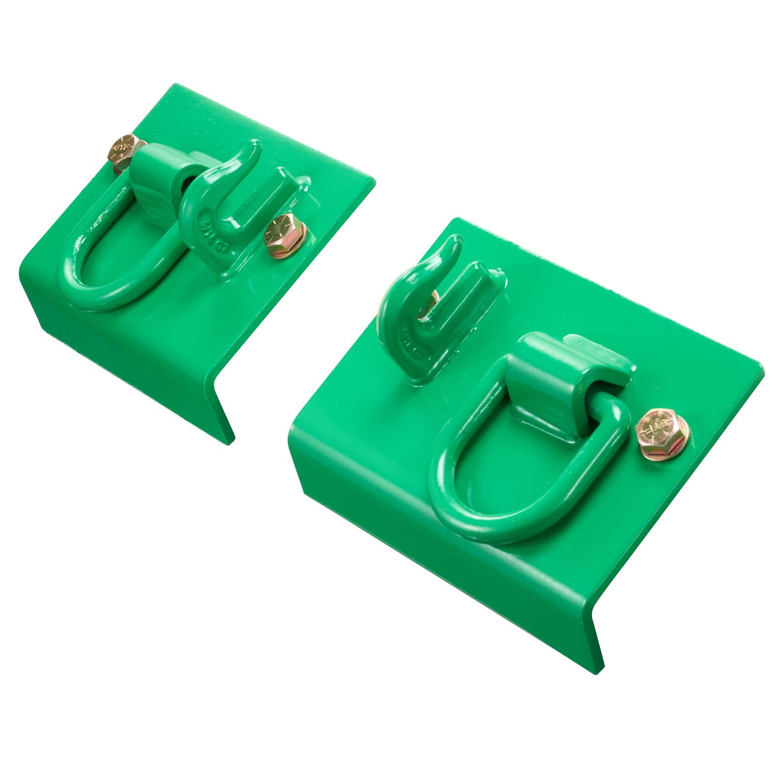 Alt View 5. VEVOR - 5/16" Tractor Bucket Hook with Tie Down Ring, Grade 70 Forged Steel 2 Pack Bolt-On Grab Hook with Back Plate Compatible - Green.