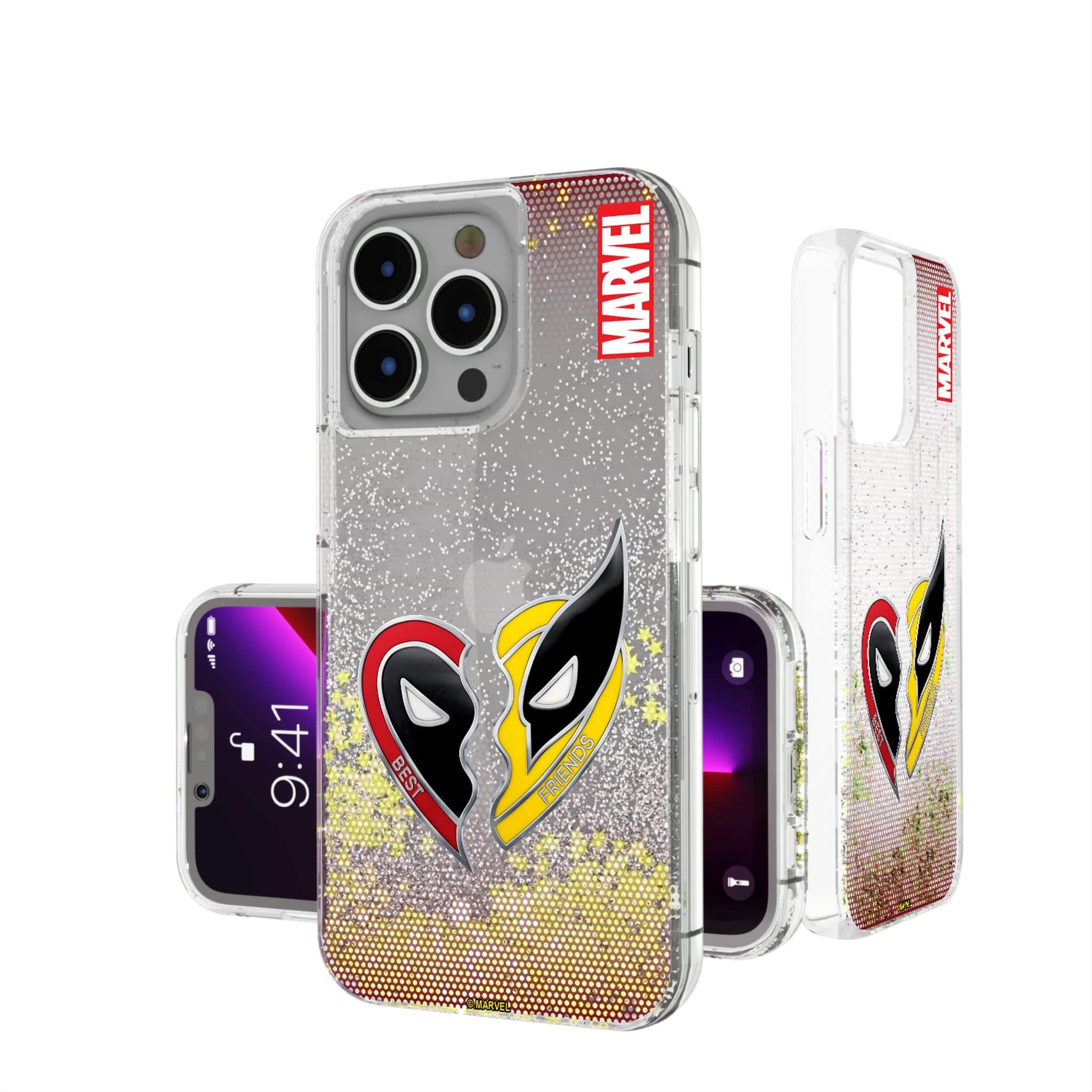 Keyscaper - Marvel Grid Glitter Phone Case - Apple iPhone 13 Pro - Deadpool Wolverine