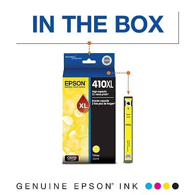 IN THE BOX

EPSON 410XL
Yellow
2x more prints*
Genuine Cartridge
2x more prints than standard

GENUINE EPSON INK