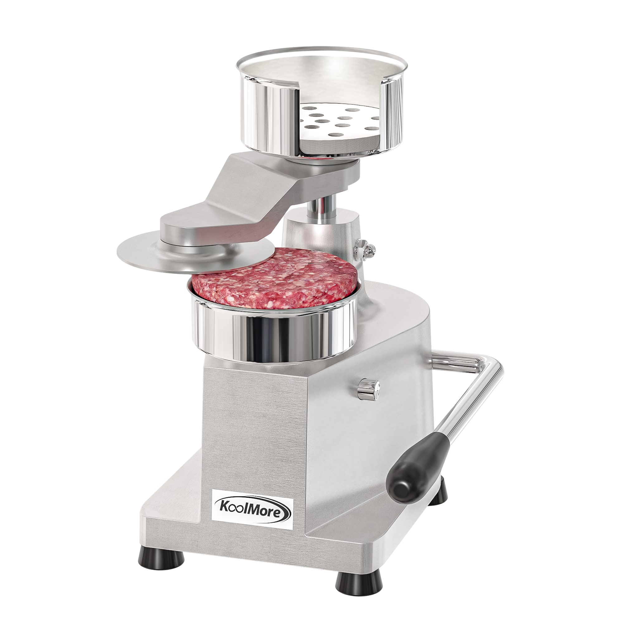 Koolmore - 4 in. Heavy-Duty Hamburger Patty Molding Press with Handle, CHM-4 - Stainless Steel