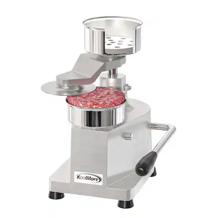 Front. Koolmore - 4 in. Heavy-Duty Hamburger Patty Molding Press with Handle, CHM-4. - Stainless Steel.
