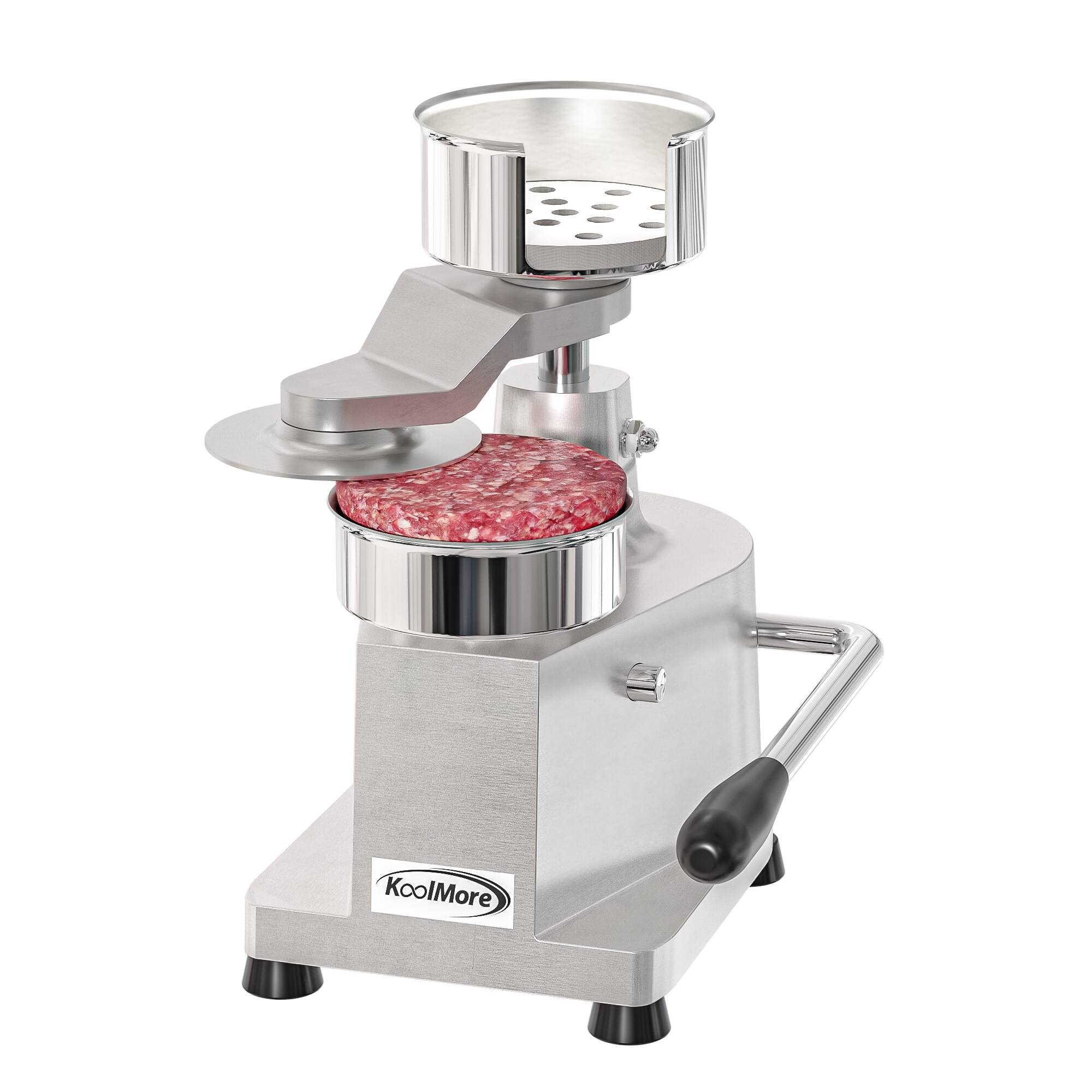 Front. Koolmore - 4 in. Heavy-Duty Hamburger Patty Molding Press with Handle, CHM-4. - Stainless Steel.