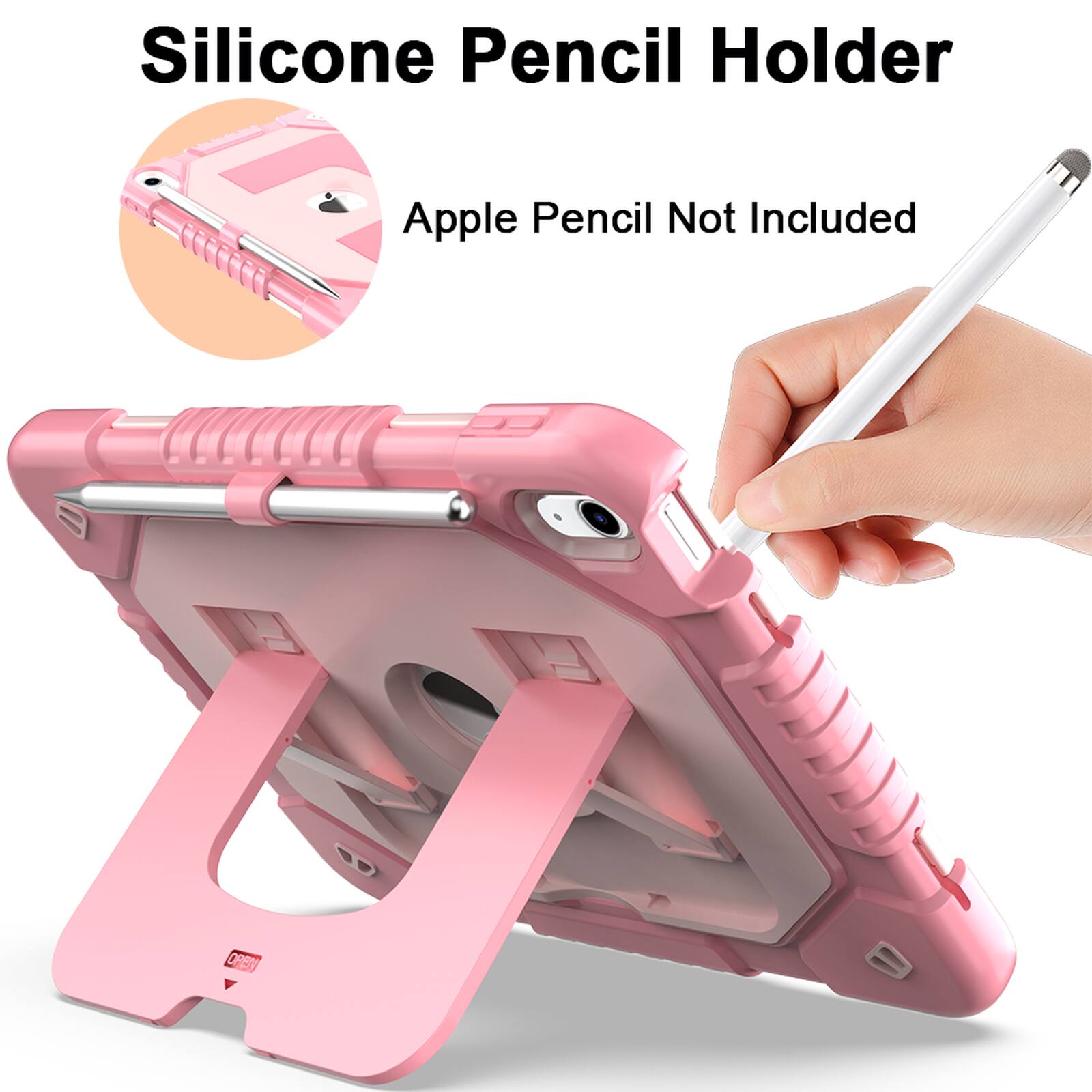 Silicone Pencil Holder  
Apple Pencil Not Included  
OPEN