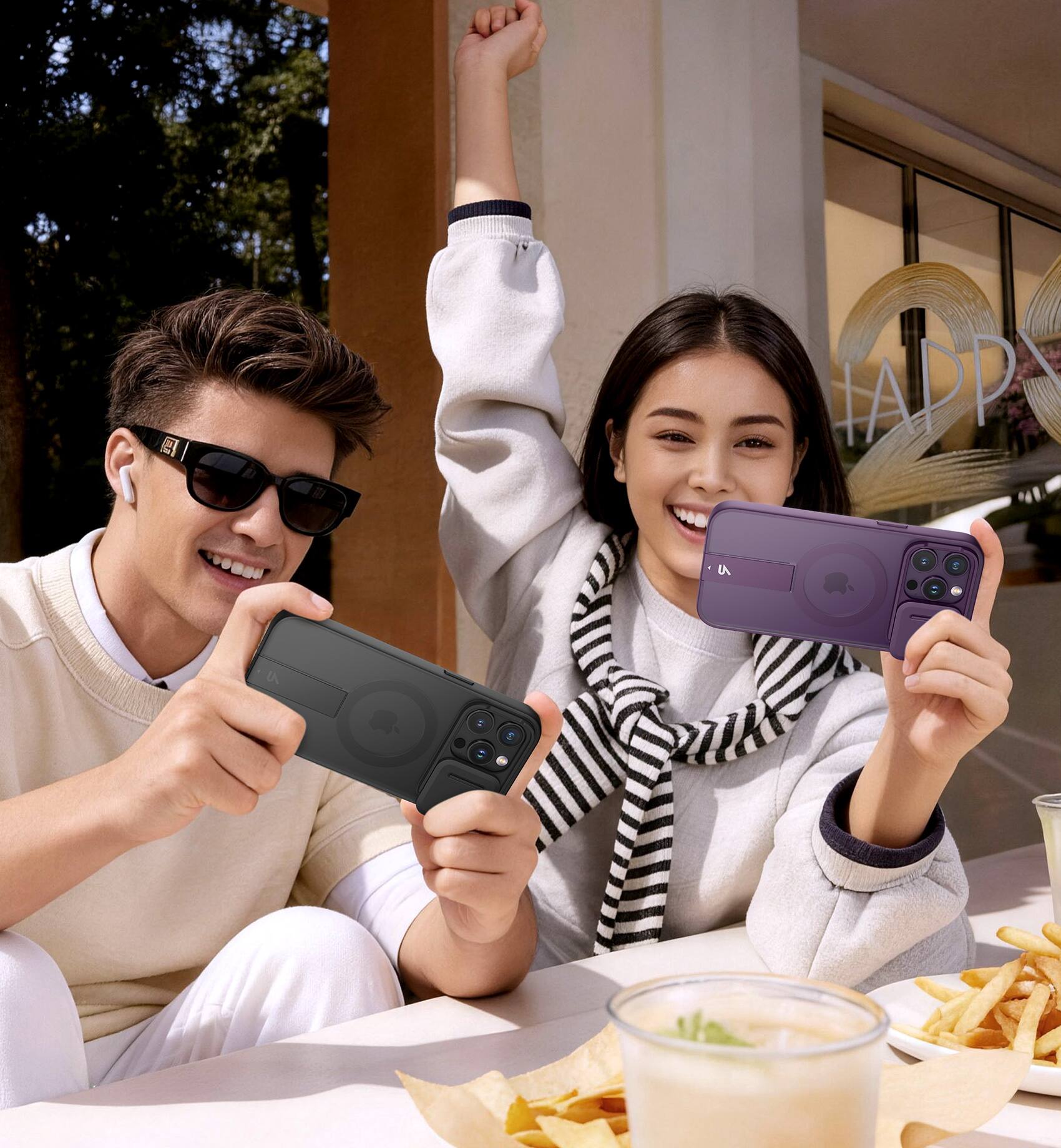 Alt View 7. SURITCH - Rugged Case for iPhone 14 Pro, Compatible with MagSafe, Built-in Kickstand & Camera Cover & Translucent Back 6.1 inch - Dark Purple.