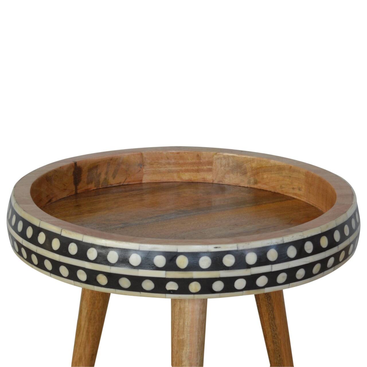 Alt View 2. Artisan Furniture - Artisan Furniture Solid Wood Small Dotted End Table, Black and White - Black and White.
