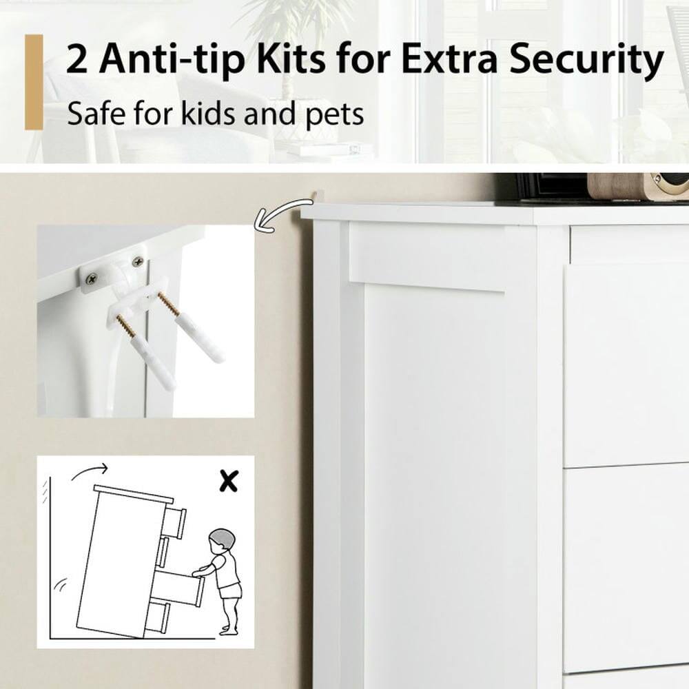 2 Anti-tip Kits for Extra Security  
Safe for kids and pets