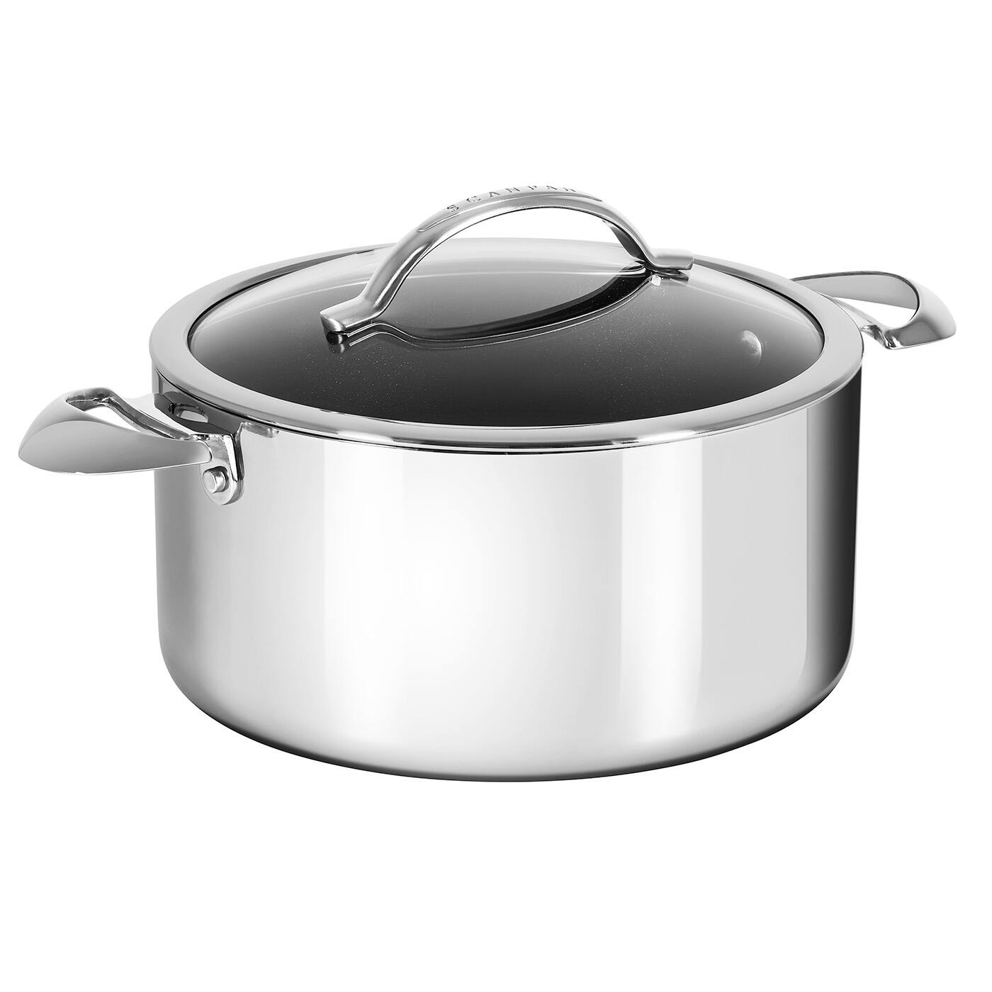 Front. Scanpan - Haptiq Stainless Steel Nonstick 7.5 Qt. Covered Dutch Oven - Black.