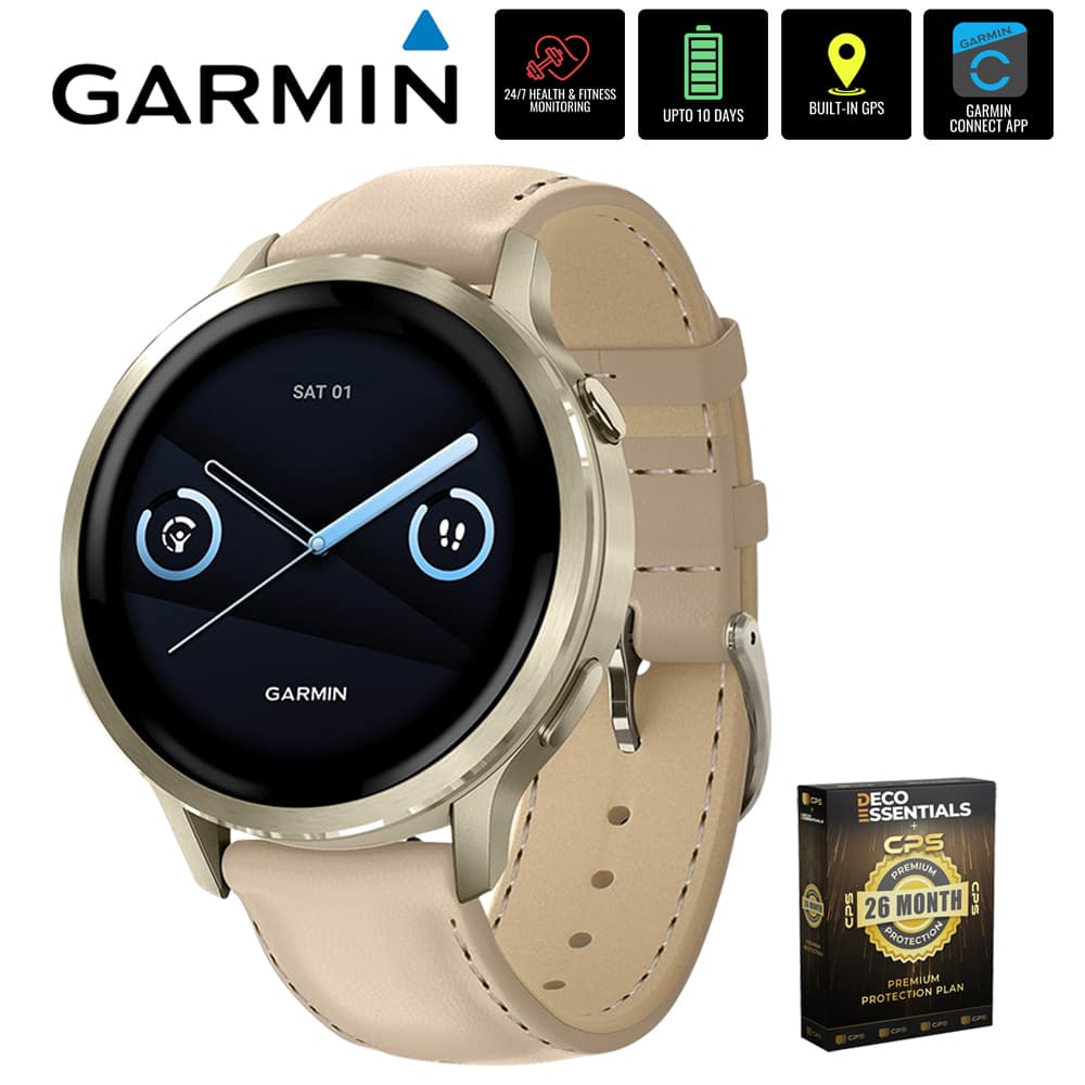 Garmin - Venu 4, 41 mm Smartwatch, Lunar Gold with 26 Month Protection - Lunar Gold|Light Sand - (2025)