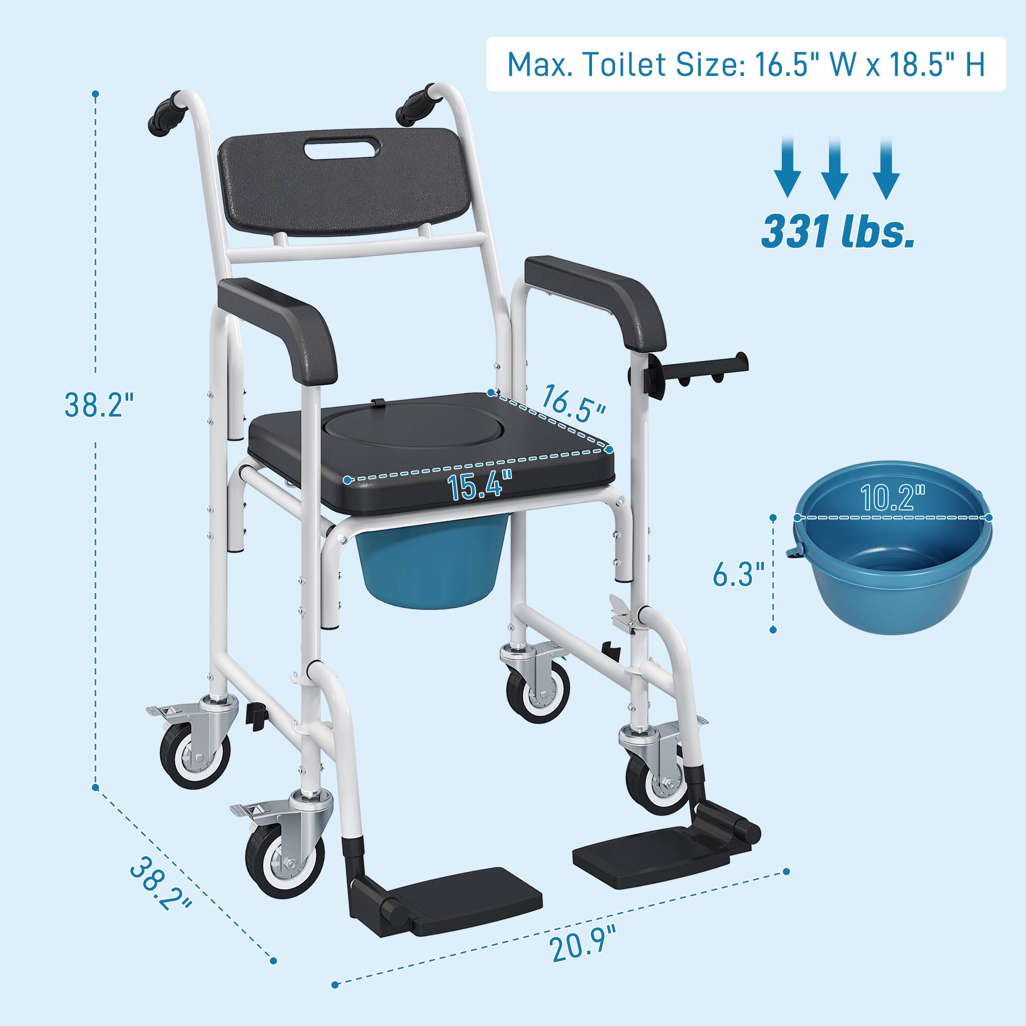 Max. Toilet Size: 16.5" W x 18.5" H  
331 lbs.  
38.2"  
16.5"  
15.4"  
10.2"  
6.3"  
38.2"  
20.9"