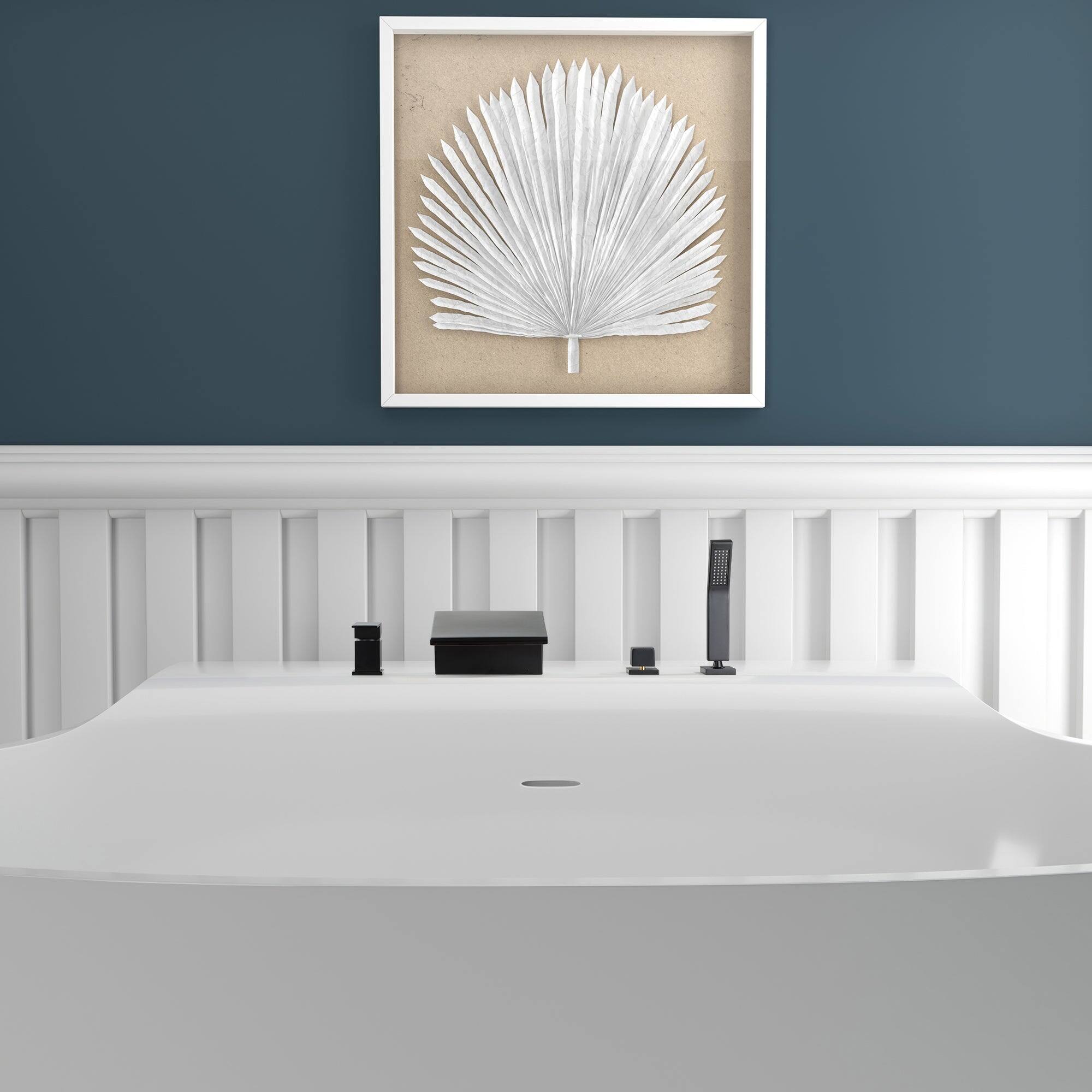 Alt View 4. Boyel Living - Single-Handle Tub Deck Mount Roman Tub Faucet with Hand Shower and Water Suply Hose in Matte Black - Matte Black.