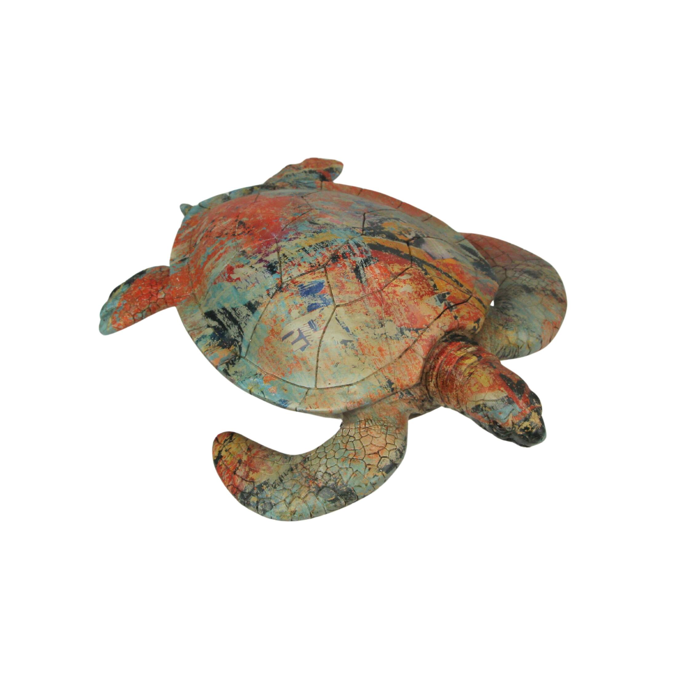 Alt View 1. Things2Die4 - Multicolor Abstract Sea Turtle Statue – 12-Inch Ocean-Inspired Coastal Decor - Multicolored.