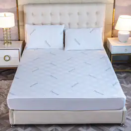 Bibb Home - Charcoal Bamboo Infused Waterproof Mattress Pad - Standard