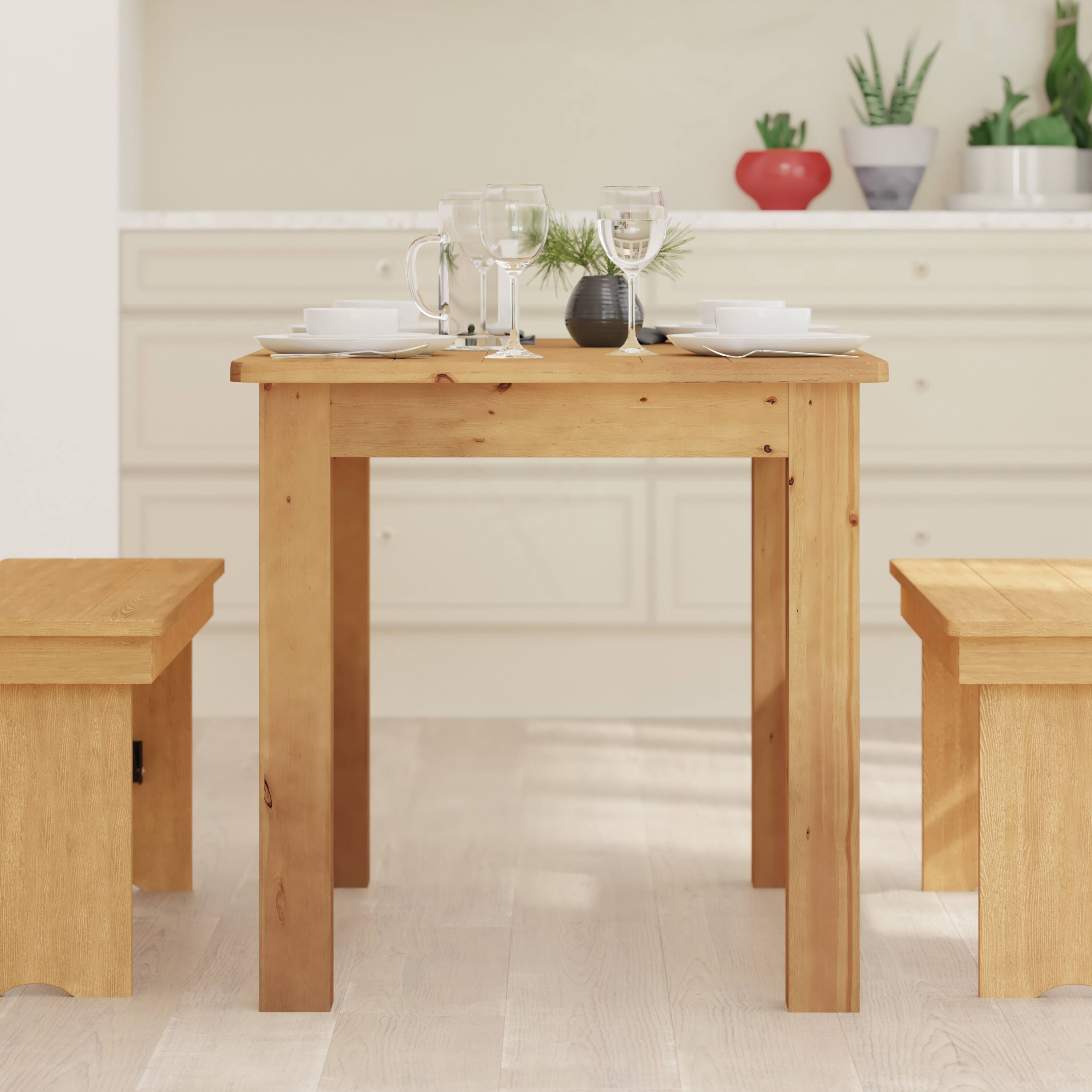 Alt View 5. Emma + Oliver - 46" x 30" Rectangular Antique Rustic Solid Pine Farm Dining Table - Light Natural.