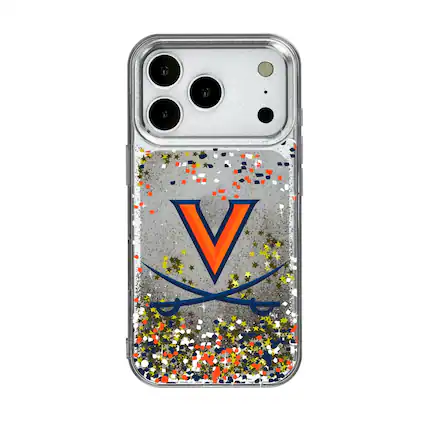 Front. Keyscaper - Virginia Cavaliers iPhone Glitter Confetti Design Case - 15 - Multicolor.