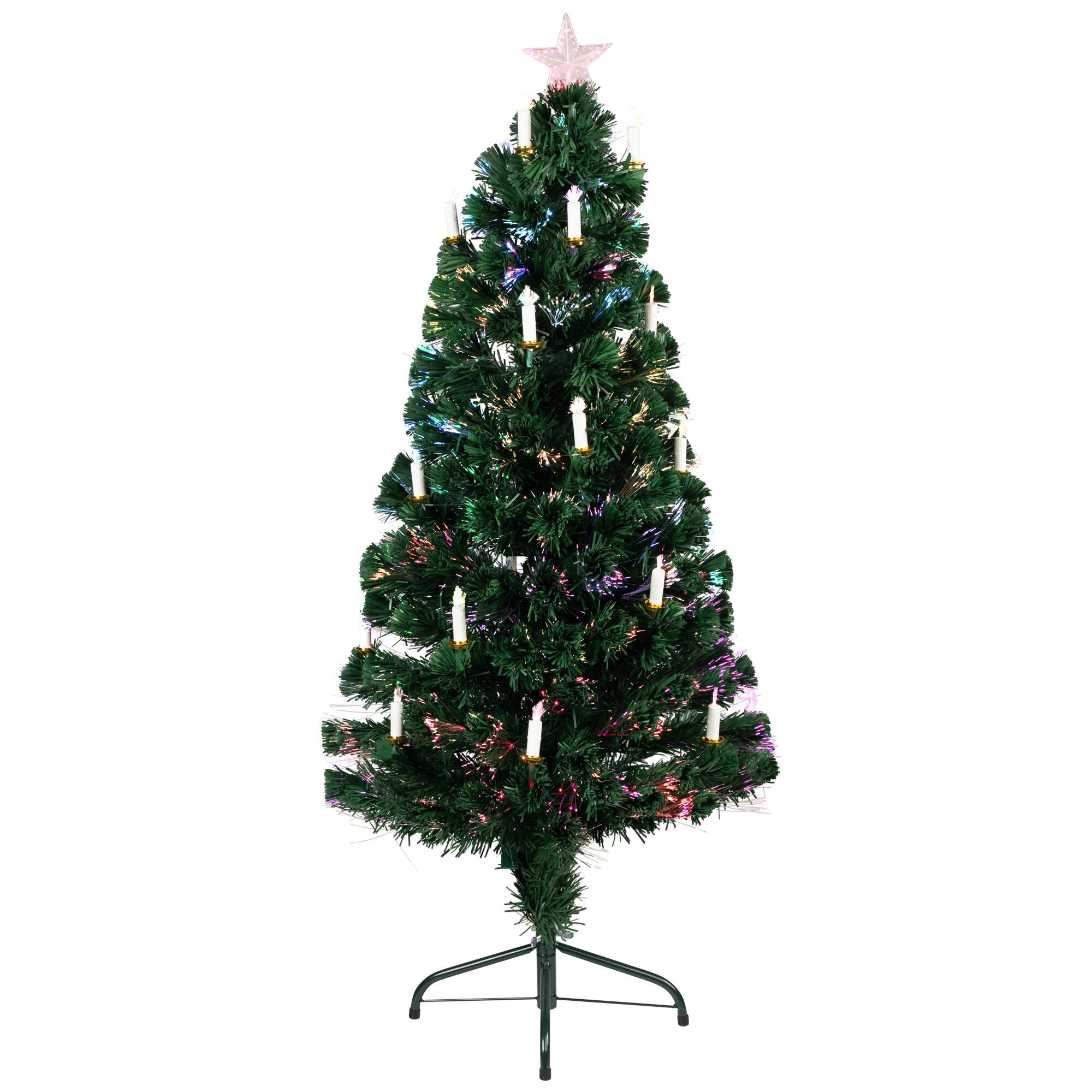 Alt View 1. Northlight - Pre-Lit Fiber Optic Pine Artificial Christmas Tree with Candles - 4' - Multi Lights - Green.
