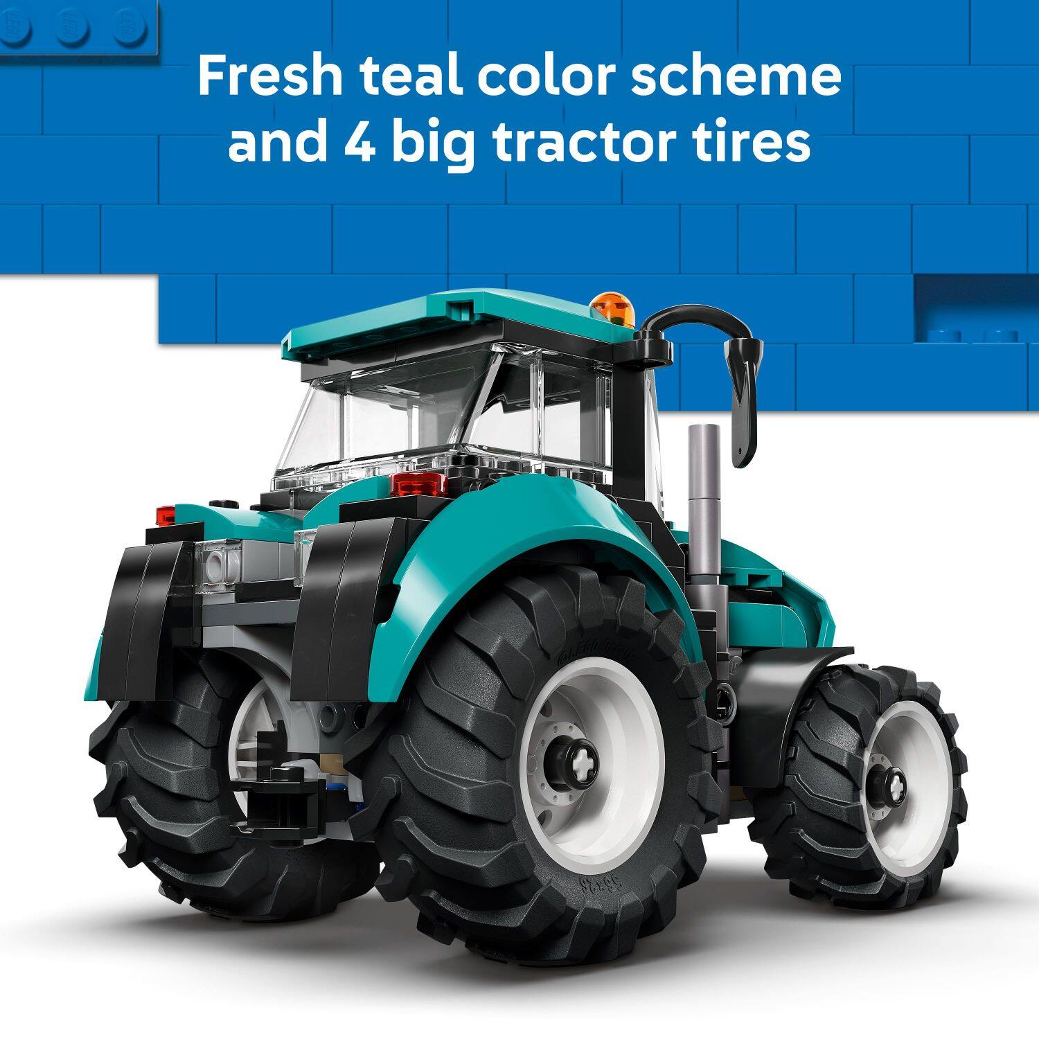 Fresh teal color scheme and 4 big tractor tires