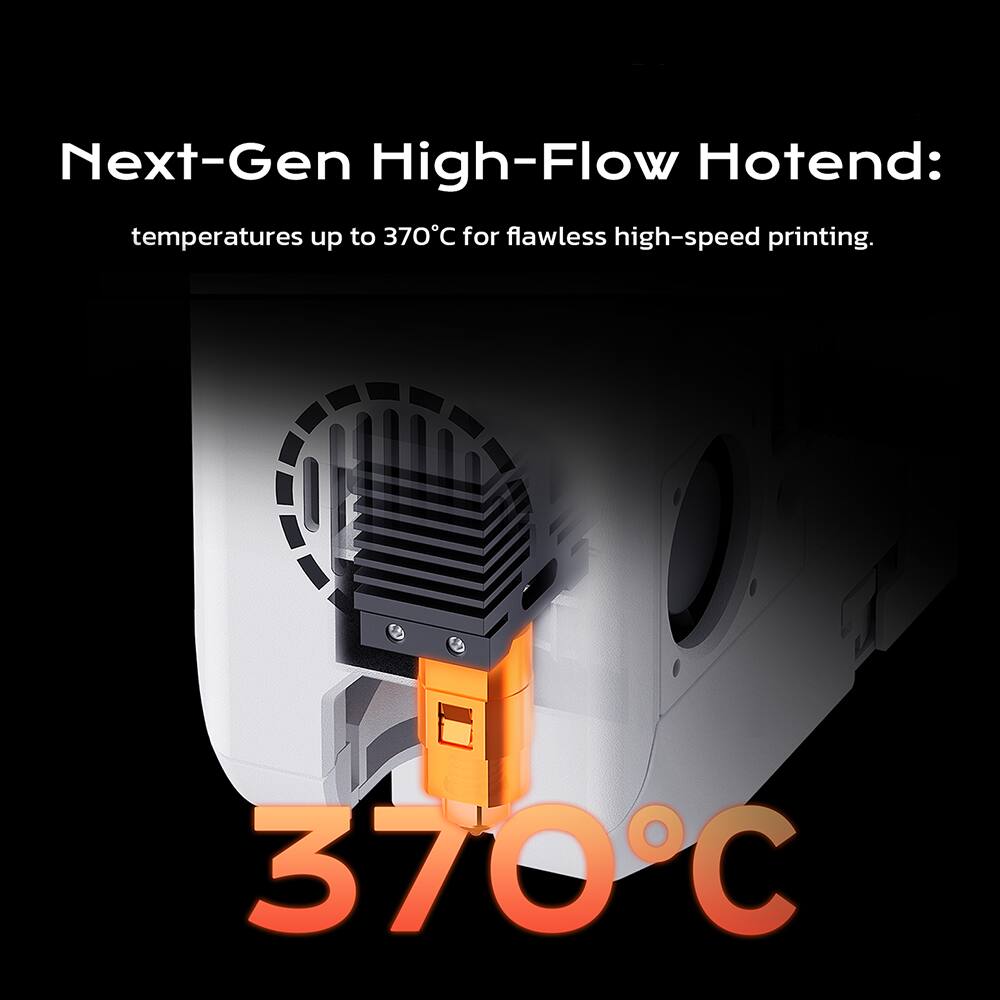 Next-Gen High-Flow Hotend: temperatures up to 370°C for flawless high-speed printing.
