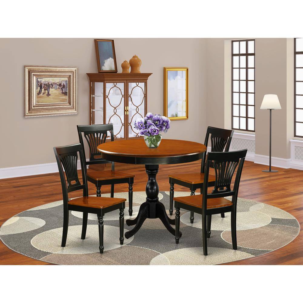 Angle. East West Furniture - East West Furniture 5-Piece Dinette Set Consist of Wood Dining Table and 4 Dining Room Chairs with Slatted Back - Black - Multi-Color.