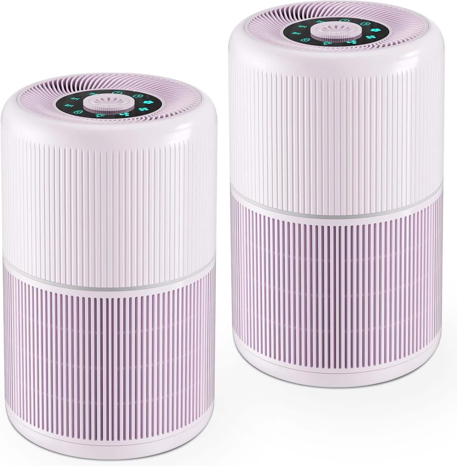FINEAK - 2 Pack Air Purifier for Home Bedroom, Office Desktop Air Cleaners with 12pcs Fragrance Sponge - Purple