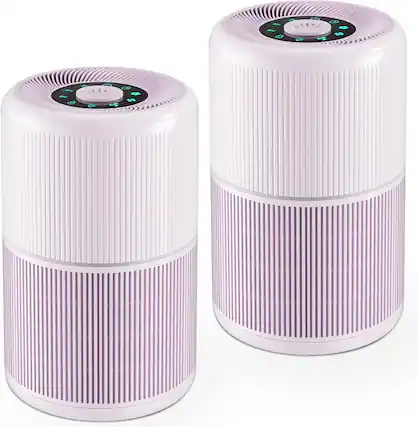 Front. FINEAK - 2 Pack Air Purifier for Home Bedroom, Office Desktop Air Cleaners with 12pcs Fragrance Sponge - Purple.