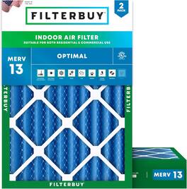 Filterbuy - 17.5x23.5x4 MERV 13 Smoke & Allergy Defense, Electrostatic Pleated HVAC AC Furnace Air Filters Replacement (2-Pack) - Blue