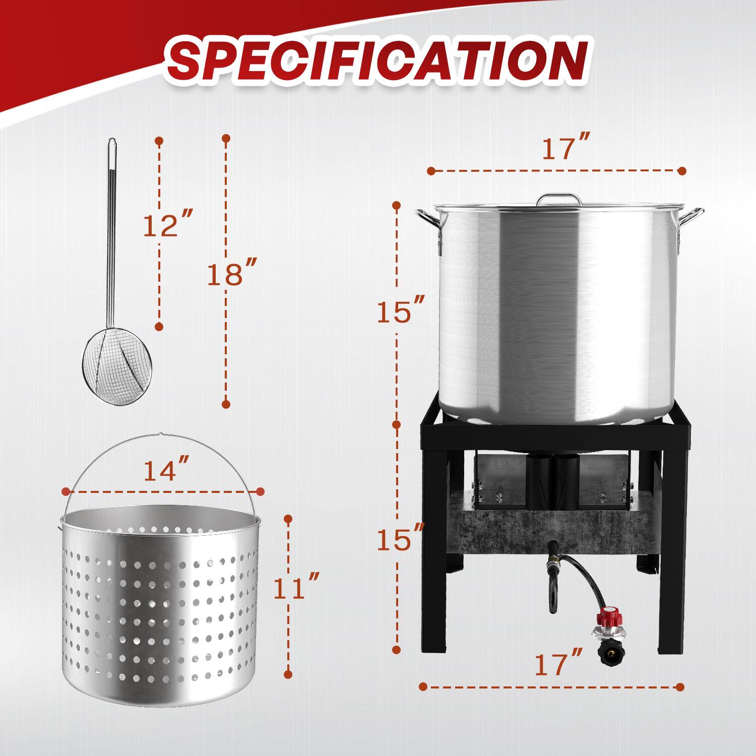 SPECIFICATION

- 12"
- 18"
- 14"
- 11"
- 15"
- 17"
- 15"
- 17"