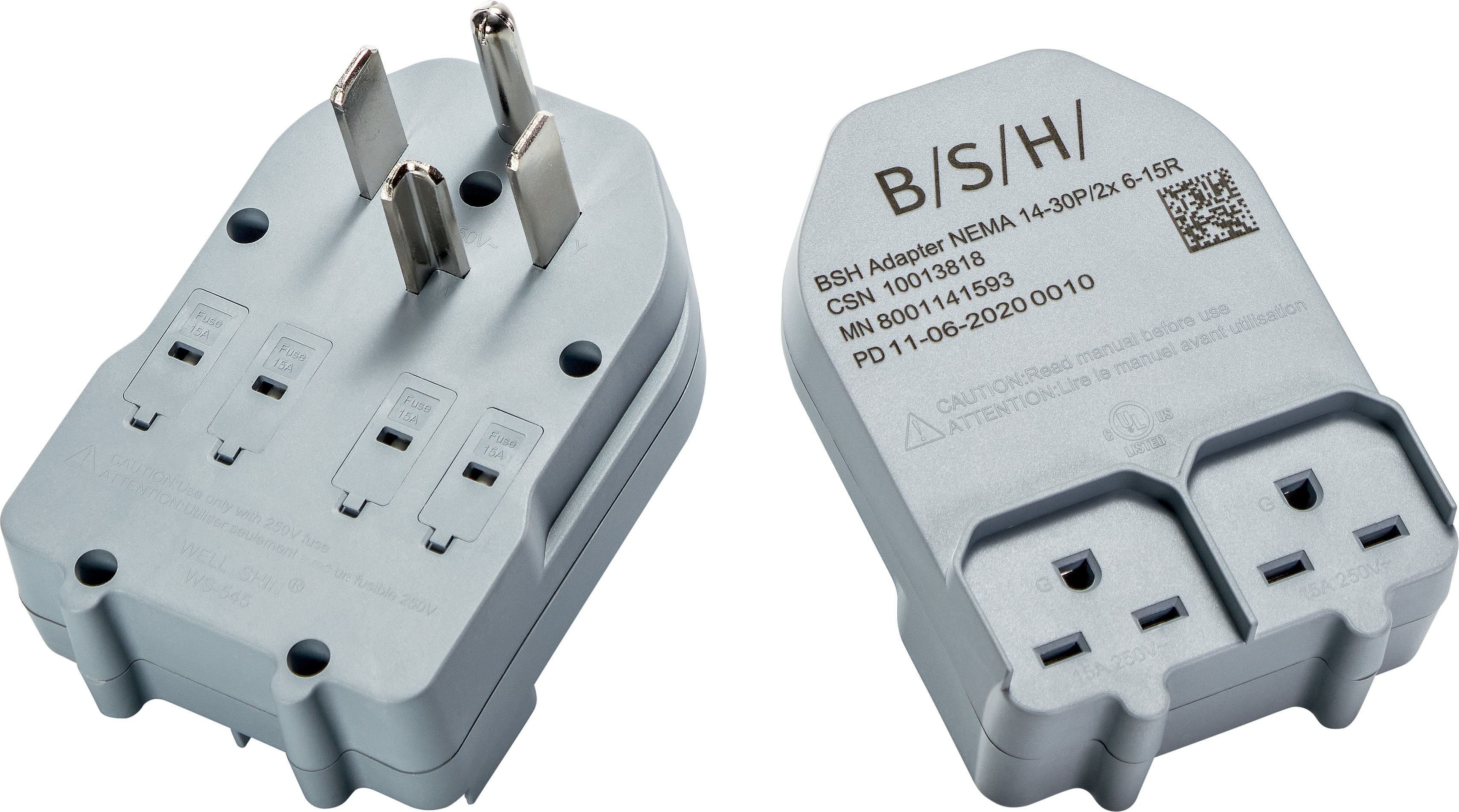 Bosch - 240-Volt NEMA 14-30P to 6-15R 4-Prong Dryer Power Cord Plug Adaptor - Multi - Front_Zoom