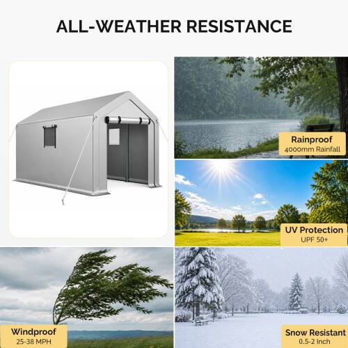 ALL-WEATHER RESISTANCE

- Rainproof: 4000mm Rainfall
- UV Protection: UPF 50+
- Windproof: 25-38 MPH
- Snow Resistant: 0.5-2 Inch
