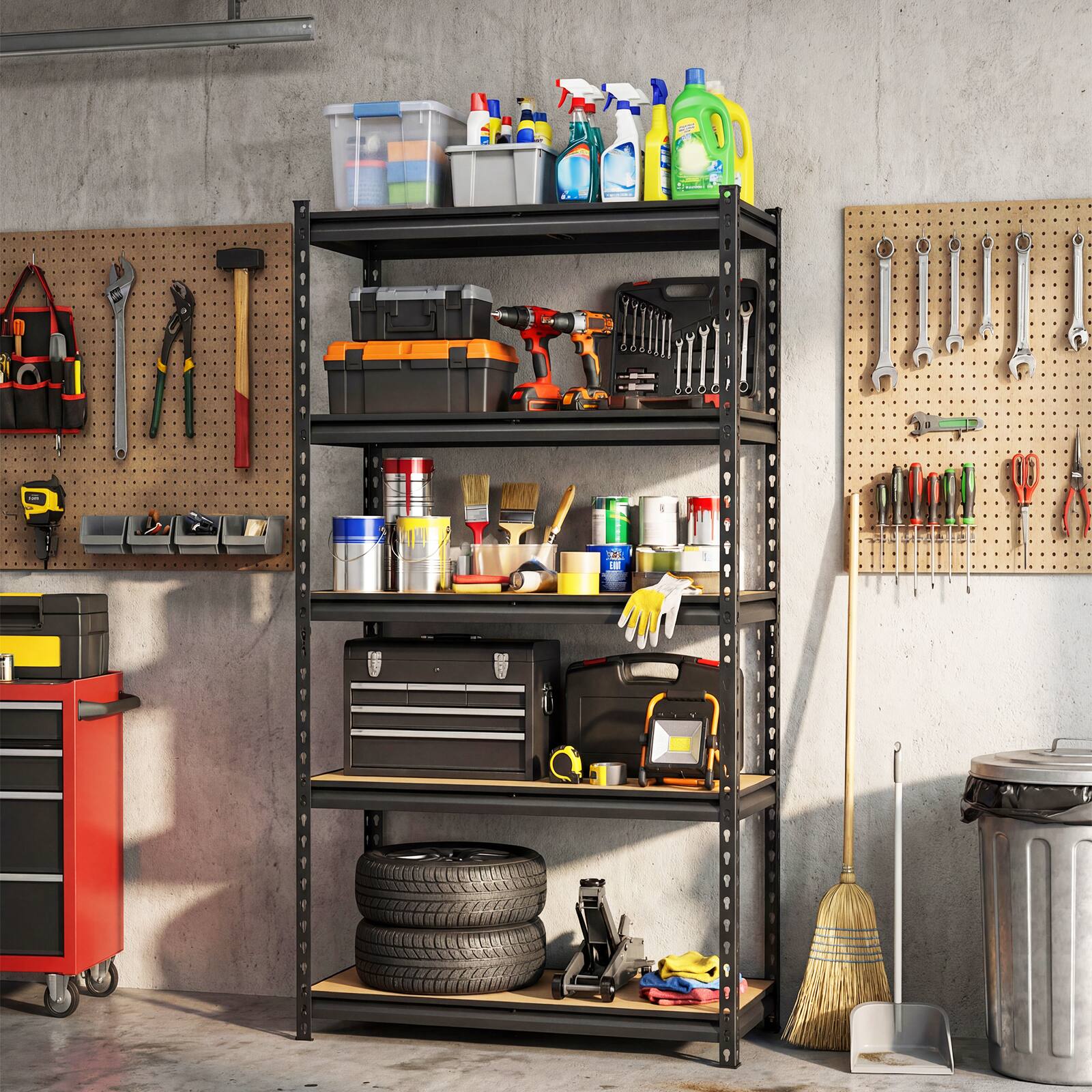 Alt View 1. Costway - Costway 1 PCS 60" H x 30" W x 12" D 5-Tier Garage Shelving Unit 2200 LBS Metal Storage Shelves - Black.