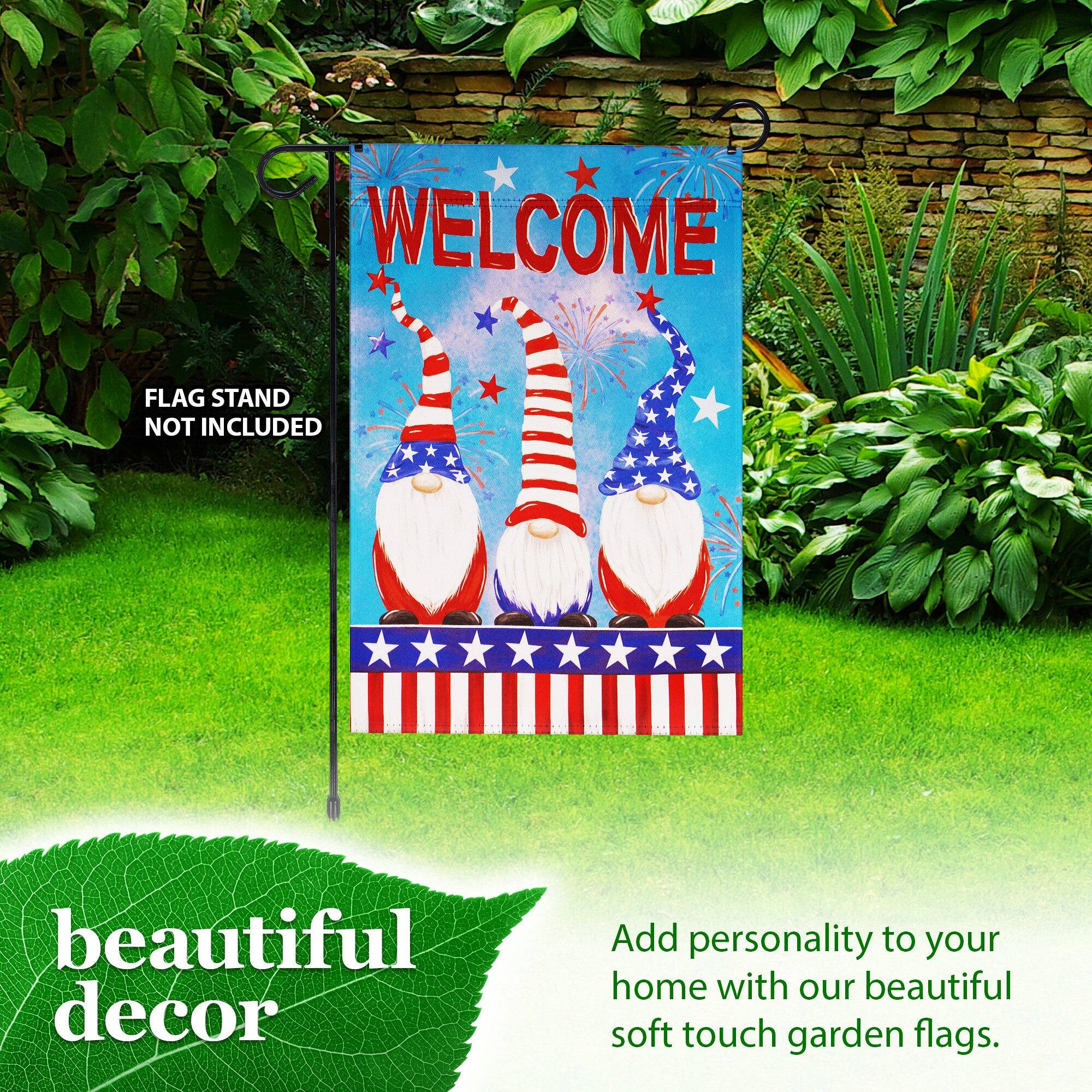 WELCOME FLAG STAND NOT INCLUDED beautiful decor Add personality to your home with our beautiful soft touch garden flags.