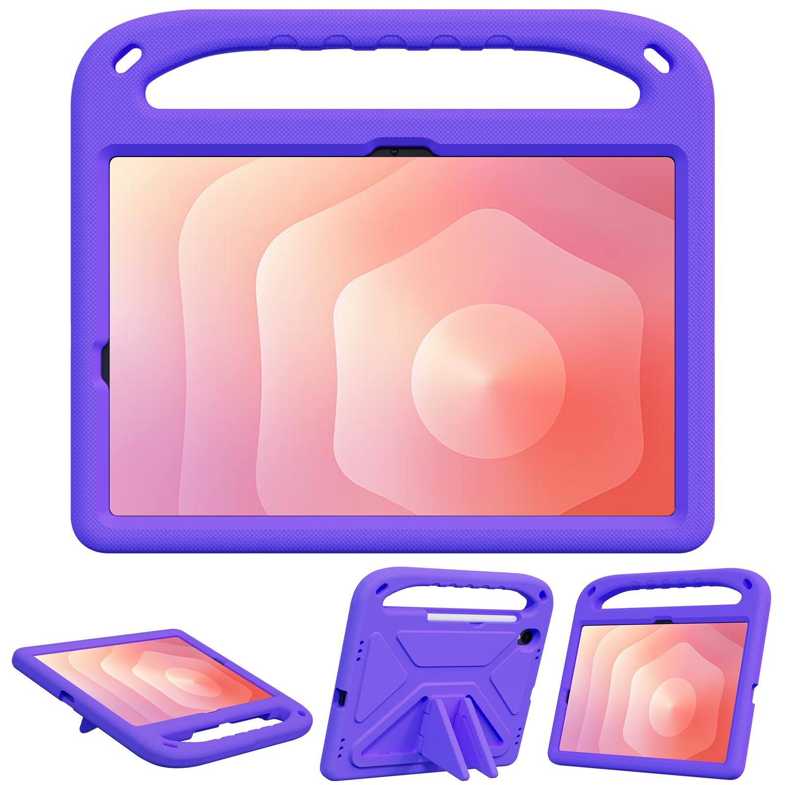 Angle. Dteck - For Samsung Galaxy Tab S11 2025 11-inch Rugged Case Kids Friendly EVA Handle Grip Kickstand Shockproof Cover - Purple.