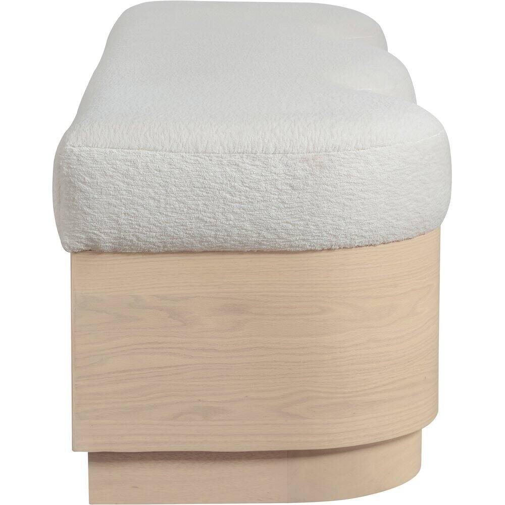 Alt View 3. Meridian Furniture - Savoy Cream Velour Fur Fabric Bench - Beige.
