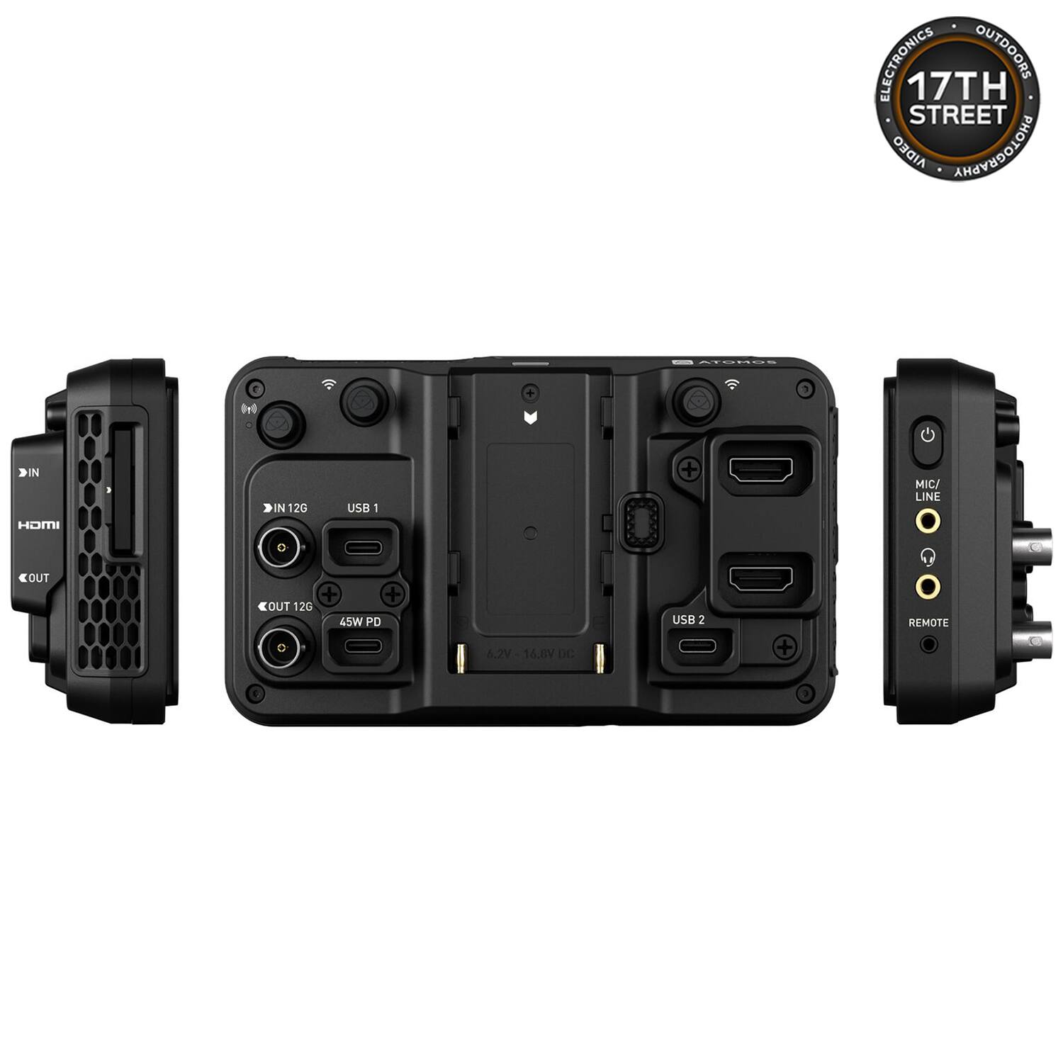ELECTRONICS OUTDOORS 17TH STREET VIDEO AHOVEDOLOHS + Drl DIN HOMI IN 12G USB - + MIC/ LINE OUT 12G + + 45W PD 5.2V 16.8V DC USB 2 + REMOTE