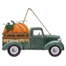 BreeBe - Hanging Green Metal Pumpkin Truck - Multicolor
