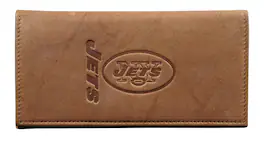Rico Industries - New York NY Football Jets Embossed Brown Checkbook Cover - Multi