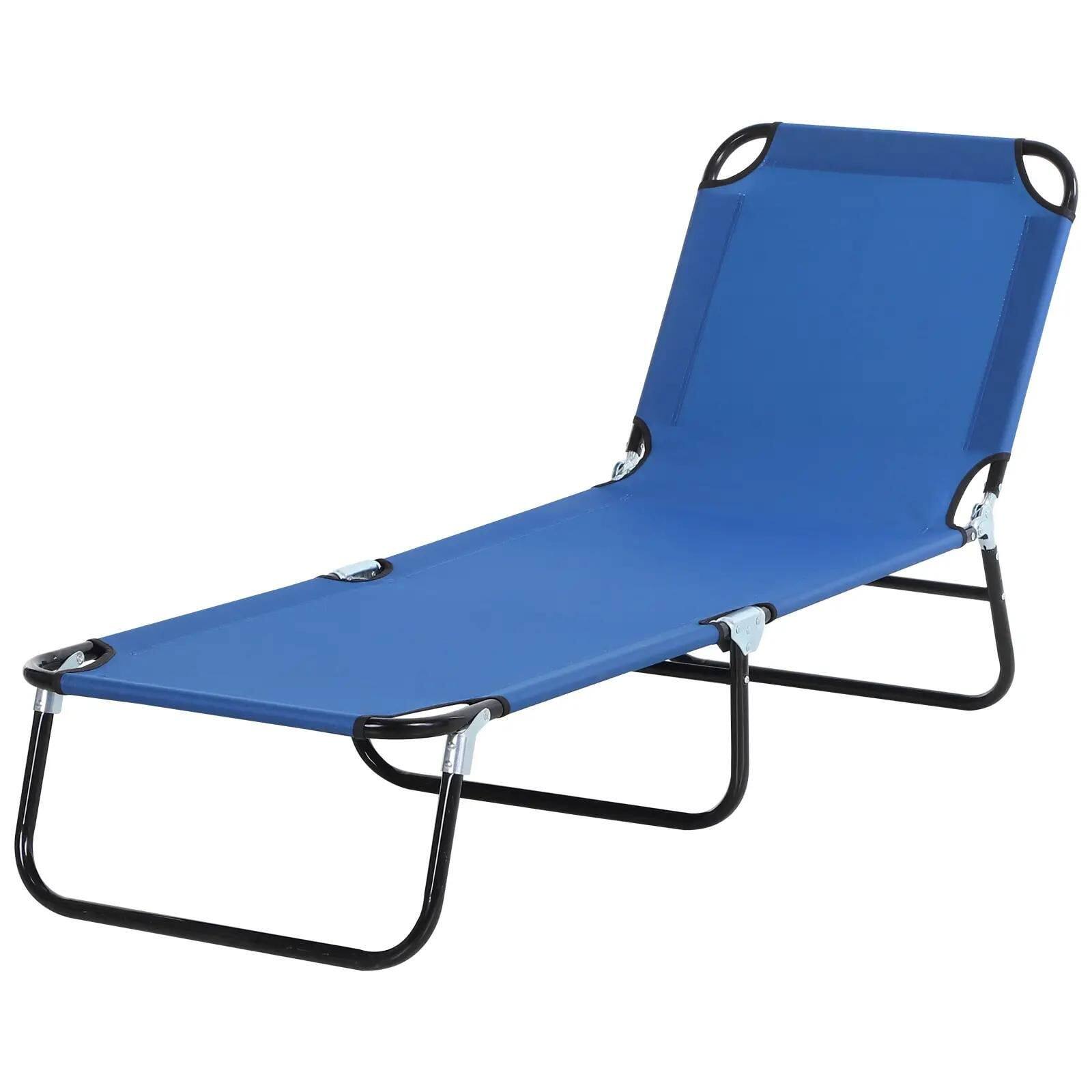 Angle. Resenkos - Resenkos Folding Chaise Lounge Pool Chairs, Outdoor Sun Tanning Chairs With 5-Level Reclining Back, Steel Frame, Blue - Blue.
