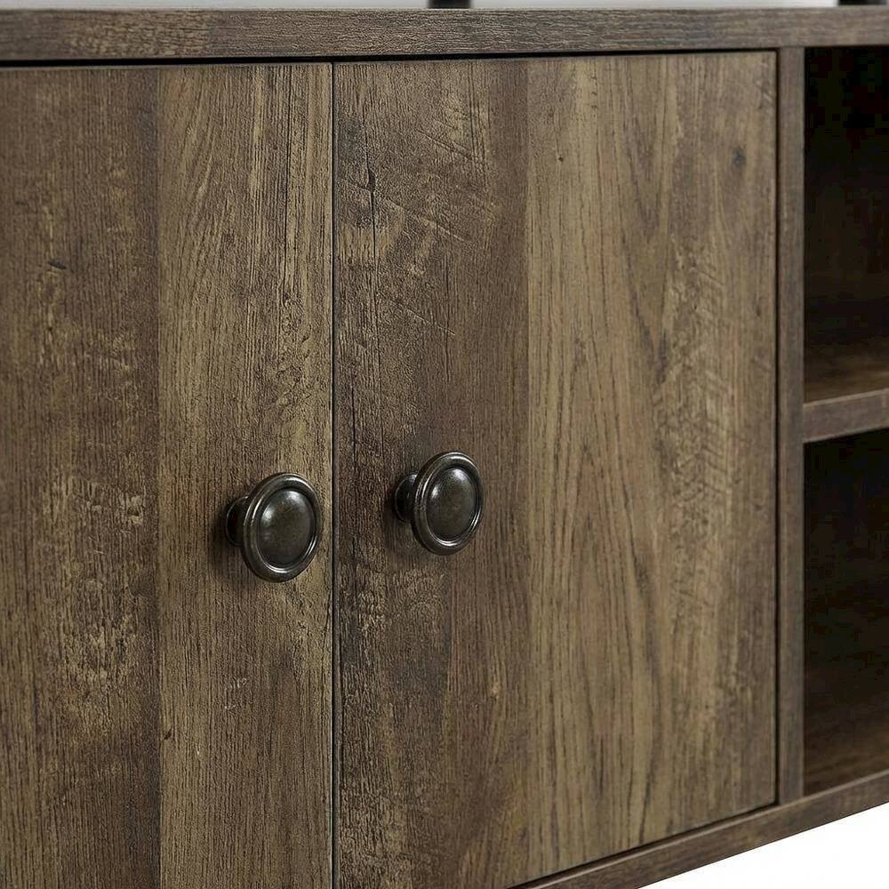 Alt View 4. FurniFact - Rustic Oak, Black Finish TV Stand, Industrial Style, Multi-Color Design - Brown.