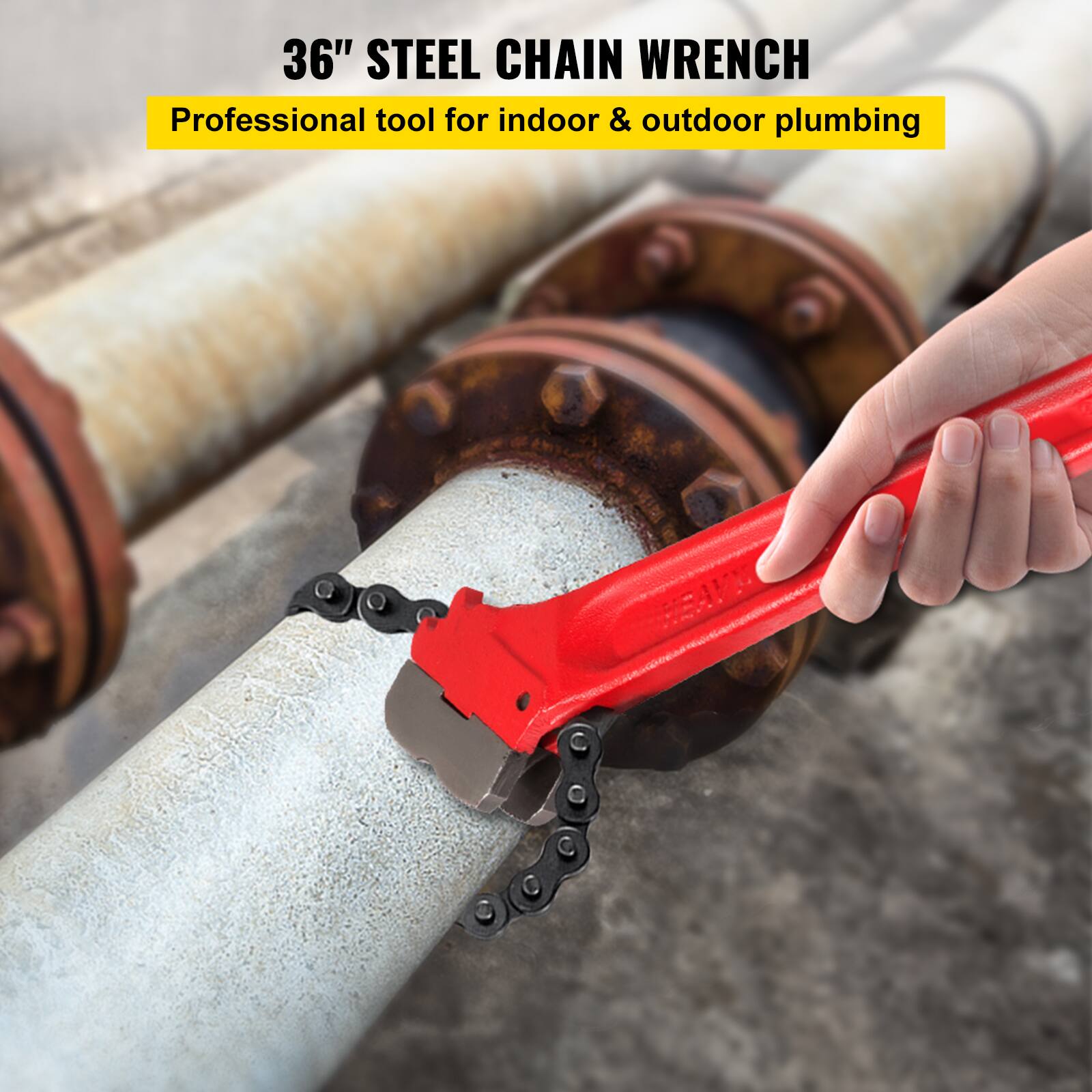 36" STEEL CHAIN WRENCH  
Professional tool for indoor & outdoor plumbing