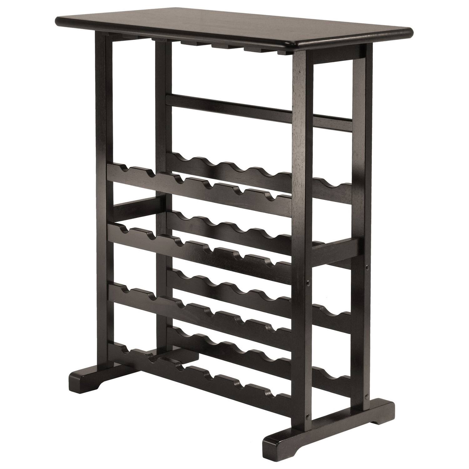 Front. Hivvago - Floor-Standing Dark Espresso Brown 24-Bottle Wine Rack - Espresso.