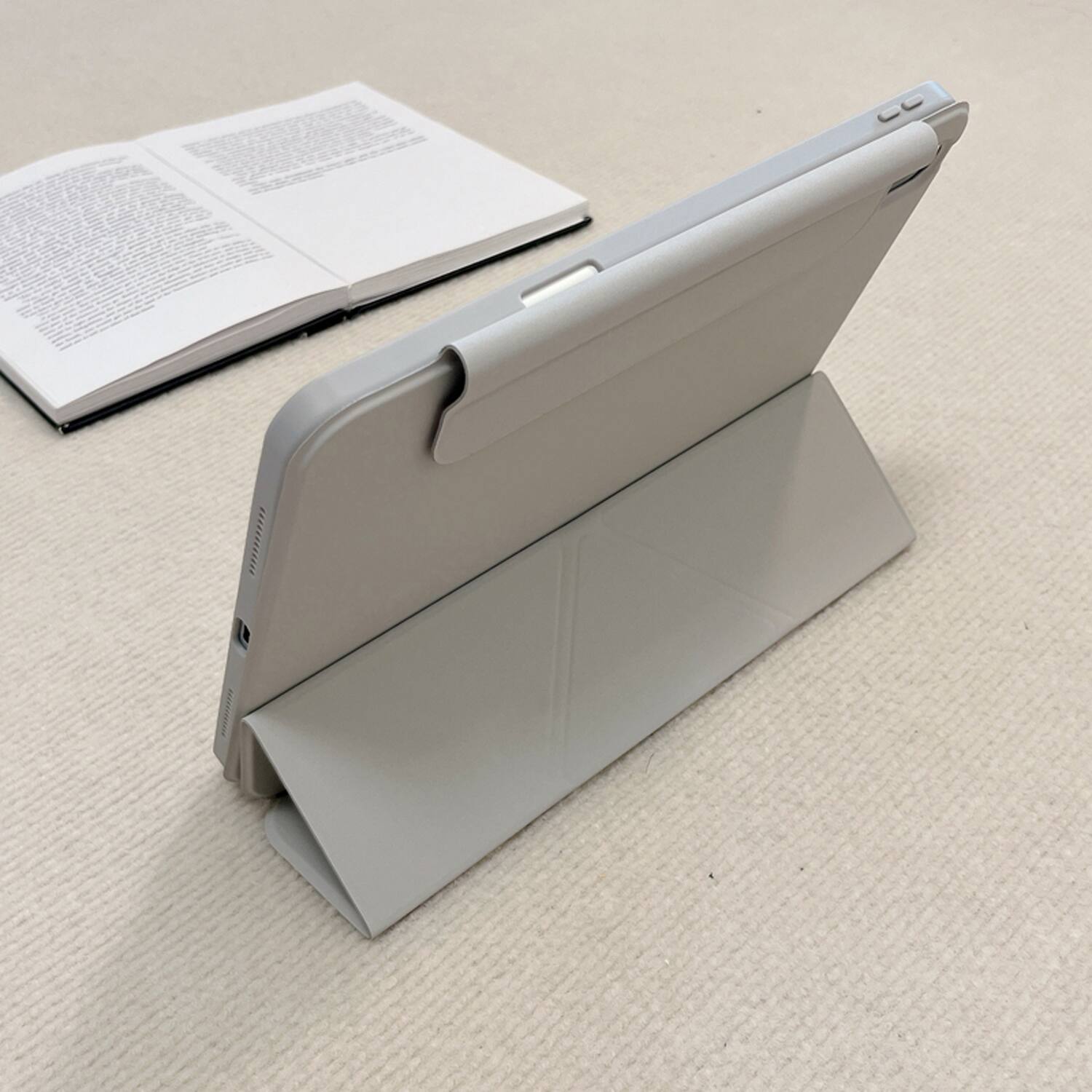Alt View 5. Dteck - for Apple iPad (A16) 11" 2025 & iPad  10th Gen 2022 Premium Vegan Leather Folio Case,Y-Fold Magnetic Closure Flip Cover - Gray.