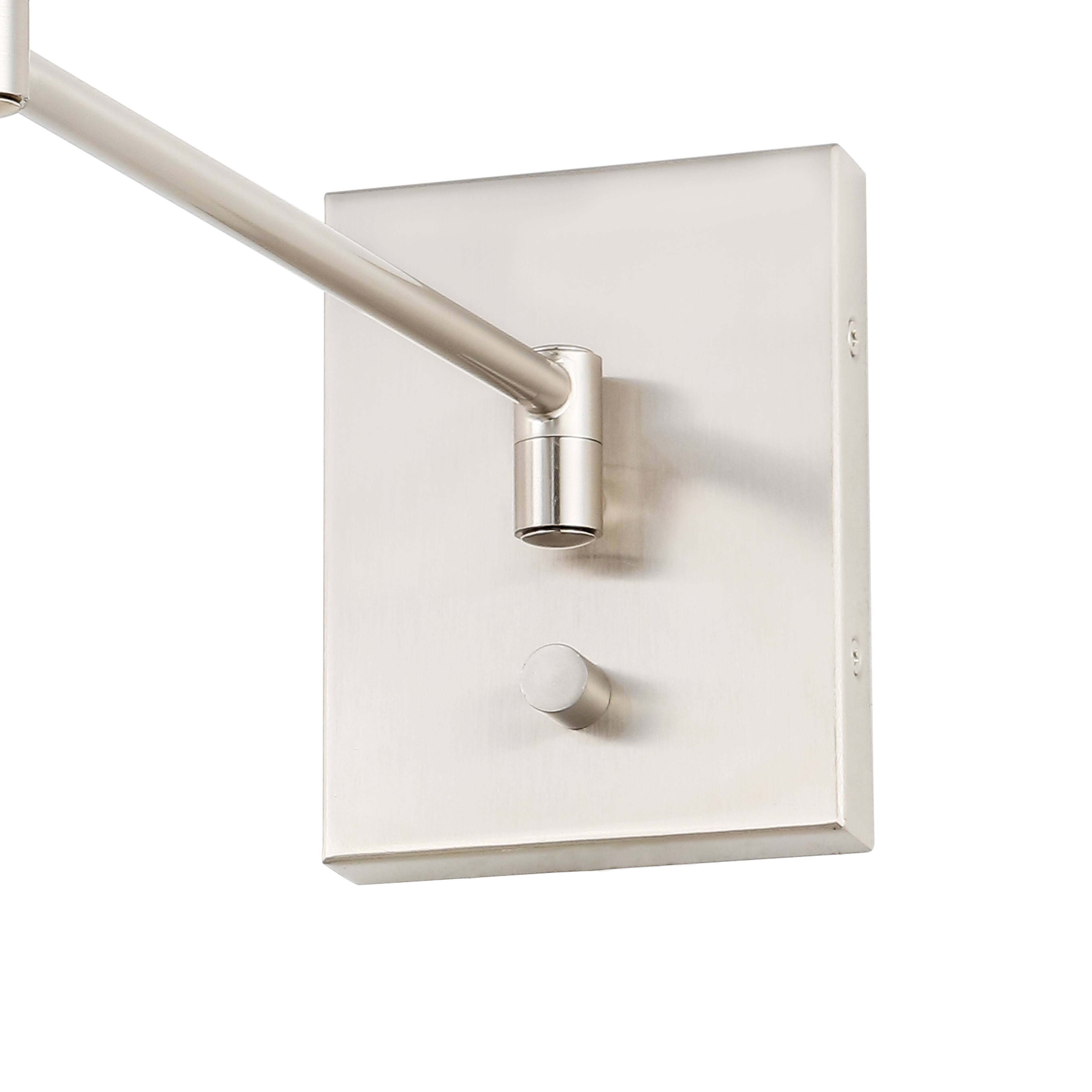 Alt View 4. Jonathan Y - Cary 5.75" Iron Contemporary Swing Arm LED Wall Sconce, Nickel - Nickel.